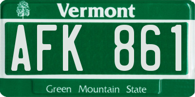 VT license plate AFK861