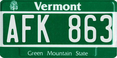 VT license plate AFK863