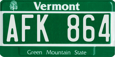 VT license plate AFK864