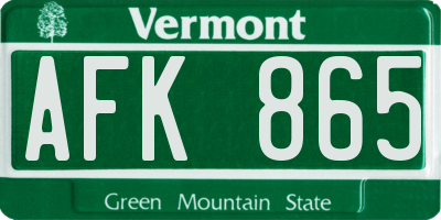 VT license plate AFK865