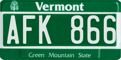 VT license plate AFK866