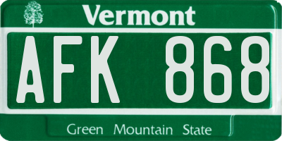 VT license plate AFK868