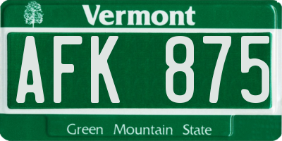VT license plate AFK875