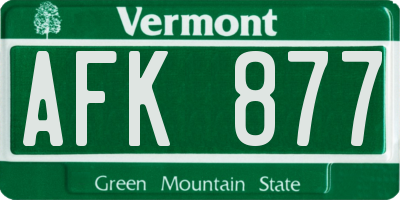 VT license plate AFK877