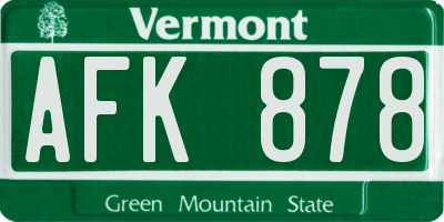VT license plate AFK878