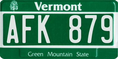 VT license plate AFK879