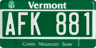 VT license plate AFK881