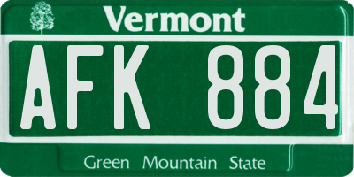 VT license plate AFK884