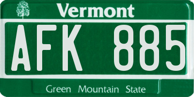 VT license plate AFK885