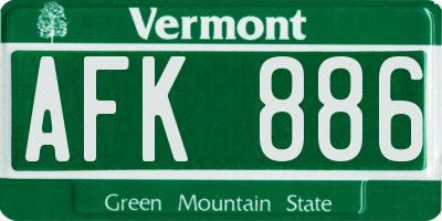 VT license plate AFK886