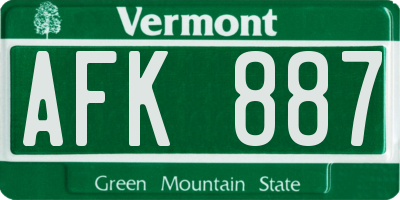 VT license plate AFK887