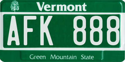 VT license plate AFK888