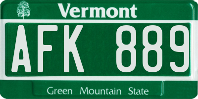 VT license plate AFK889