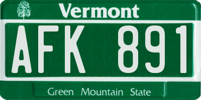 VT license plate AFK891