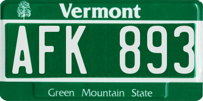 VT license plate AFK893