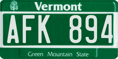 VT license plate AFK894