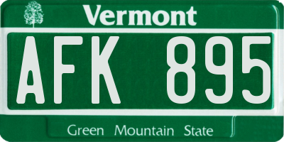 VT license plate AFK895
