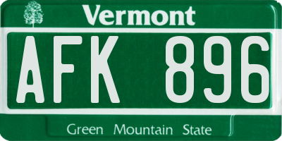 VT license plate AFK896