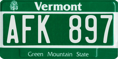 VT license plate AFK897