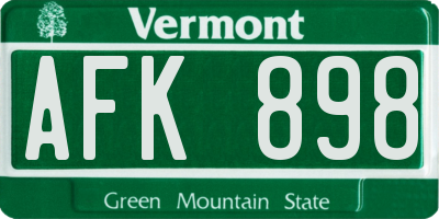 VT license plate AFK898