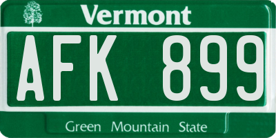 VT license plate AFK899