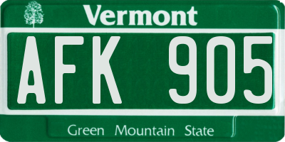 VT license plate AFK905