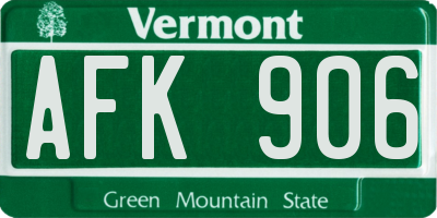 VT license plate AFK906