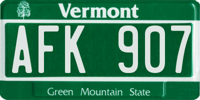VT license plate AFK907