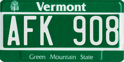 VT license plate AFK908