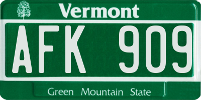 VT license plate AFK909