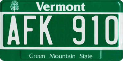 VT license plate AFK910