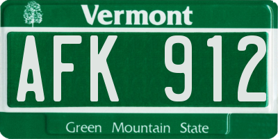 VT license plate AFK912