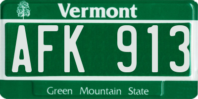 VT license plate AFK913