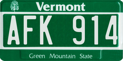 VT license plate AFK914