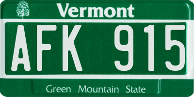 VT license plate AFK915