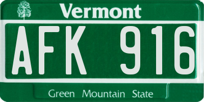 VT license plate AFK916