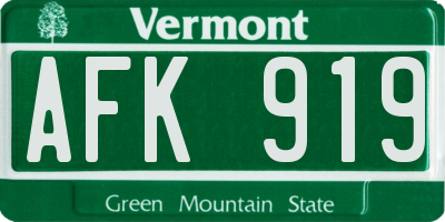 VT license plate AFK919
