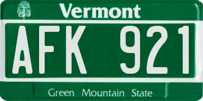 VT license plate AFK921