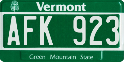 VT license plate AFK923