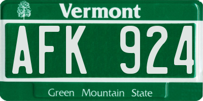VT license plate AFK924