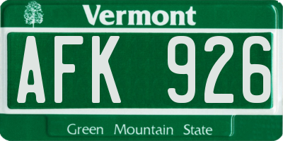 VT license plate AFK926