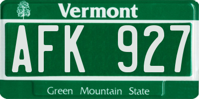 VT license plate AFK927