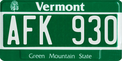 VT license plate AFK930