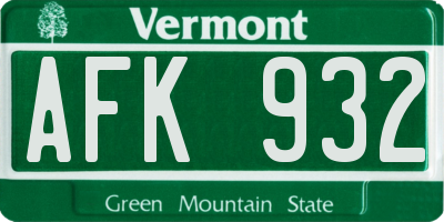 VT license plate AFK932
