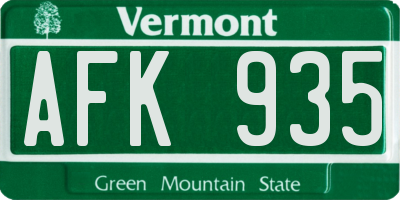 VT license plate AFK935