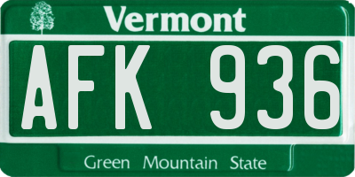 VT license plate AFK936