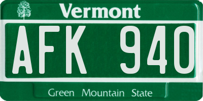VT license plate AFK940