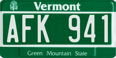 VT license plate AFK941