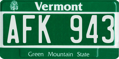 VT license plate AFK943