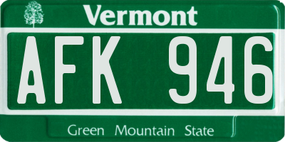 VT license plate AFK946